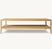 Table basse rectangulaire mobile en chêne naturel, style américain Dynastie Sasanienne, pour salon moderne français, villa et hôtel
