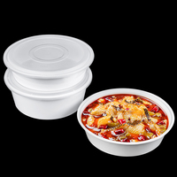 Barquette alimentaire ronde transparente en plastique PP jetable sans BPA, compatible micro-ondes, grande capacité, empilable, pour soupes et riz