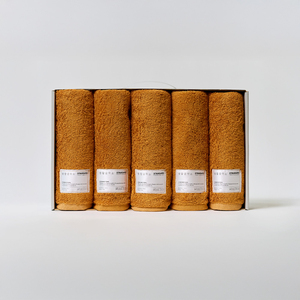Coffret cadeau de serviettes textiles coréennes les plus vendues, ensemble de serviettes de bain marron cinq pièces, serviettes en coton aux tons terreux - Product Image 2