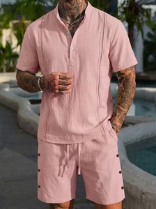 Camisa Guayabera de Fibra de Bambú para Hombre, Cuello Henley, Color Sólido, Estilo Europeo Americano, Casual de Verano, Venta Caliente Transfronteriza - Product Image 5
