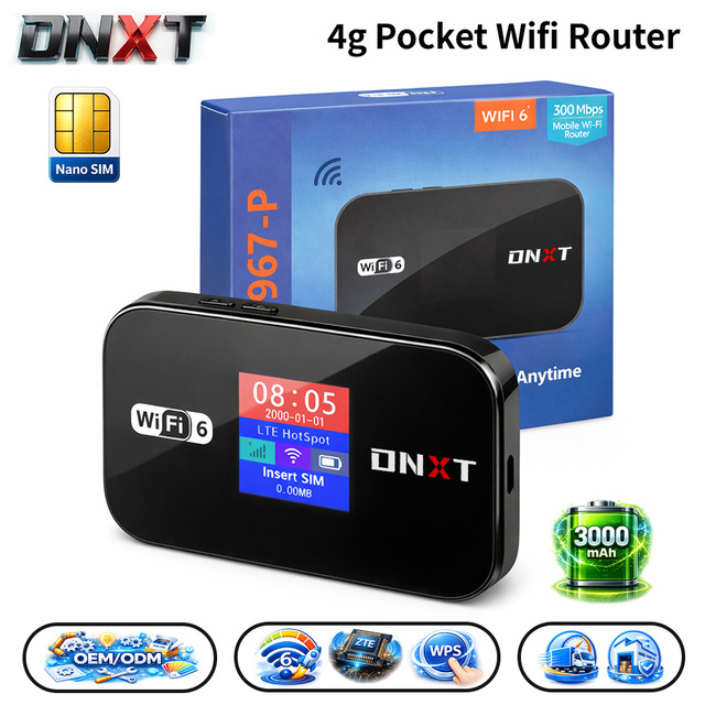 DNXT Portable Wifi Modem WiFi6 Mini Pocket Wifi WPS 3000mAh Wireless Modem Wi-fi Portable AP Mode Wifi Box for Car for Trip