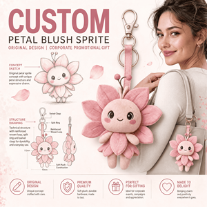 <span class=keywords><strong>Jouet</strong></span> en peluche personnalisé OEM ODM, animal en peluche, mascotte, porte-clés Pétale Blush Sprite, cadeau promotionnel pour les soins <span class=keywords><strong>de</strong></span> beauté et les entreprises - Product Image 1