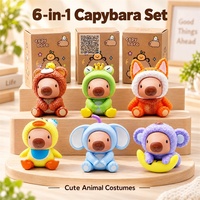 Figurines Kawaii Capybara de la série Animal Onesie, 6 pièces, Cadeau Éléphant Blanc, Remplissage de Chaussette de Noël, Panier Boo, Friandises Non Sucrées