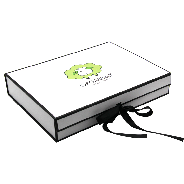 custom logo print flat packing folding magnetic matt luxury gift box cardboard folding packaging boxes with ribbon