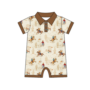Conjunto de Pantalones Cortos Casuales con Estampado de Vaquero del Oeste para Niños, en Tela de Algodón y Spandex, para Primavera y Otoño - Product Image 3