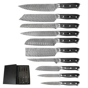 Juego de 10 Cuchillos de Cocina Japoneses con Patrón Damasco, Juego de Cuchillos Santoku de Acero Inoxidable para Restaurante - Product Image 6