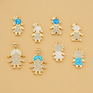 YH2056 Ciondoli per Bambini Placcati in <span class=keywords><strong>Oro</strong></span> 18K con Opale e Micro Pavé di Zirconi CZ, Charm per Ragazzi e Ragazze per Creazione di Gioielli - Product Image 1
