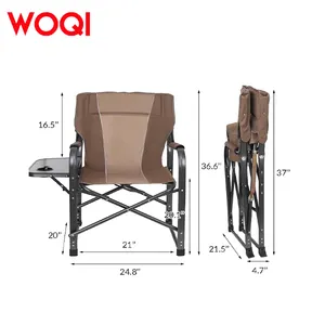 WOQI Wholesale Customized Outdoor Portable Lightweight Aluminum Frame Folding Camping Director Chair with Side Panel