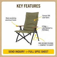 Chaise de pêche tissée OnwaySports, siège bas réglable, pliable, pour extérieur, cadre en aluminium anodisé noir, toile, tissu de siège 20A