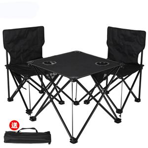 Ensemble table et chaises pliantes d'extérieur avec porte-gobelets pour camping et plage - Product Image 1