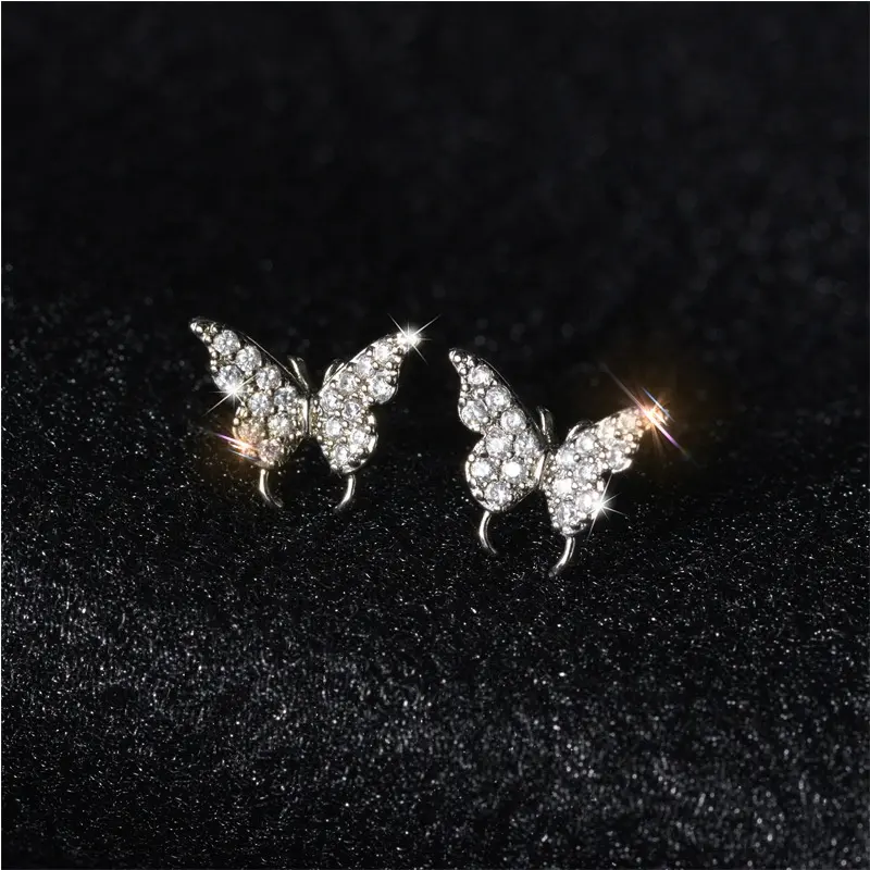 VEROMCA 2022 nuovo 925 argento ago rame farfalla orecchini a bottone orecchini a Clip con diamanti