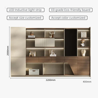 Armoire de classement de luxe en noyer avec éclairage LED, meuble de rangement de bureau à grande capacité, bibliothèque pour bureau de direction, suite de PDG