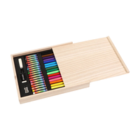2023 nouveau style boîte en bois avec 22 crayons aquarelle 20 crayons de couleur crayons à croquis 48 pièces