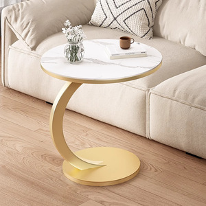 Marble <b>Side</b> <b>Table</b> <b>Round</b> Gold Base Living Room Sofa <b>Table</b> <b>Small</b> Coffee <b>Table</b> Durable Design - Product Image 1