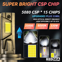 Feux antibrouillard LED tricolores Redsea 300w, ampoule 30000 lumens H11 H4 Luces Luz 9005 H15 9012 H3 H1 H7, phare LED pour voiture