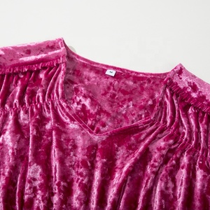 Abiti personalizzati all'ingrosso da donna girocollo manica lunga con scollo a V in <span class=keywords><strong>velluto</strong></span> di media lunghezza abiti Casual da donna - Product Image 2