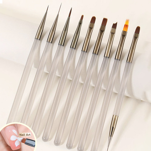 Set di 9 Pennelli per Nail Art per Disegnare Linee, Piccole Margherite, Pittura Universale a Colori, Sfumature Fini, Intaglio e Miscelazione - Product Image 1