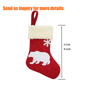 Bas de noël rouge directement à prix d'usine, chaussettes de flocons de neige, décoration avec manchette en fourrure, ours et renne, 5 pièces - Product Image 2