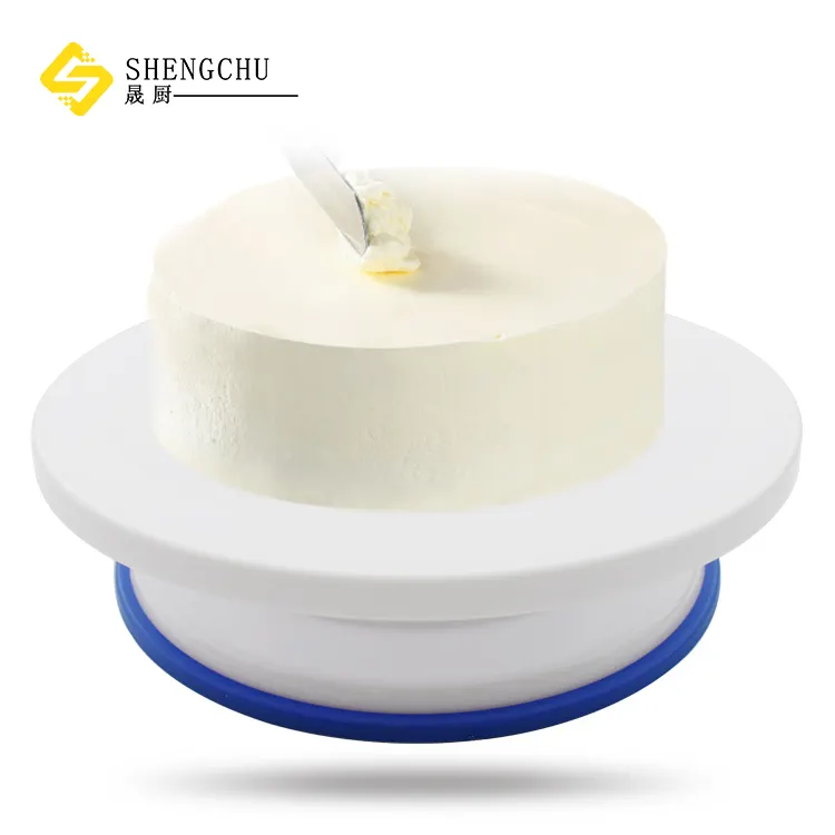 Penjualan Laris 28Cm Alat Dekorasi Berdiri Kue Kue Plastik Meja Putar dengan Paket Kotak Warna