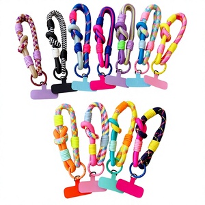 Custom Colorful Fashion Braided Fabric Short Wristband Phone Straps with Rotatable T-Shaped Clips <b>for</b> Phone Cases - Product Image 1