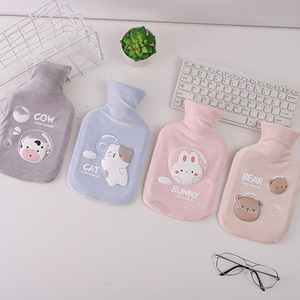 Pvc Hot Water <b>Bottle</b> With Fleece Cover Anti Explosion Cartoon Design For Hands Feet Stomach Winter Warmth - Product Image 1