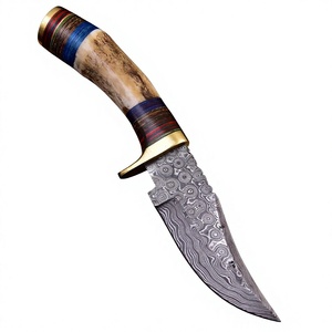 Couteau de chasse artisanal en acier Damas avec étui en cuir – Magnifiques couteaux personnalisés OEM DIY de qualité supérieure - Product Image 1