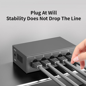 Desktop Ethernet Splitter <b>Hub</b> 5 <b>Port</b> 10/100/1000 Mbps Gigabit Metal Ethernet Switch with SNMP and QoS - Product Image 1