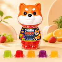 Vente en gros de bonbons gélifiés Shiba en vrac, saveur fruitée, en forme de chien, dans un pot en plastique