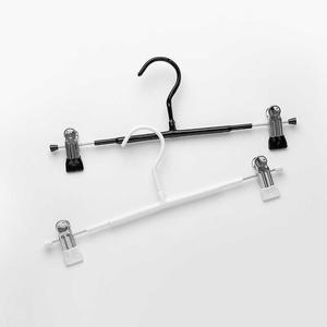 Percha telescópica metálica para pantalones con clips, blanca y negra, para almacenamiento de pantalones y faldas, para uso doméstico y en tiendas de ropa. - Product Image 1