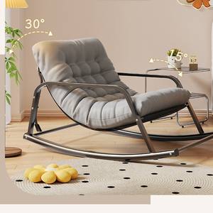 Fauteuil à bascule avec coussin gris, chaise de jardin durable pour la détente à la maison et le bronzage - Product Image 4