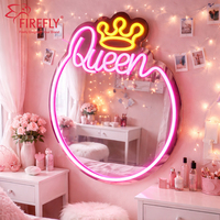 Enseigne néon personnalisée en miroir LED « Queen » pour décoration murale, lumière néon en acrylique pour chambre, salon, et salle de beauté