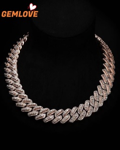Collar de Diamantes con Baño de Oro de 18K, Estilo Hip Hop, Cadena Cubana para Hombre, Completamente Cubierta de Diamantes - Product Image 1