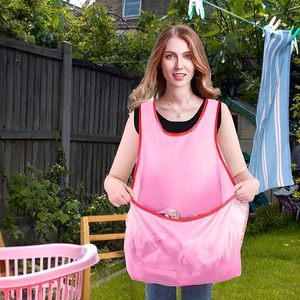 Clothes Drying Laundry <b>Apron</b> <b>Kitchen</b> Cloth <b>Apron</b> Sleeveless Waterproof Bib with Pockets Adults Portable Mother's Laundry <b>Apron</b> - Product Image 2
