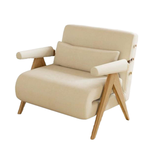 Sillón Convertible Tapizado de Estilo Moderno con Estructura de Madera Sólida, Asiento y Reposabrazos Acolchados, Diseño de Sofá Cama Ecológico - Product Image 4