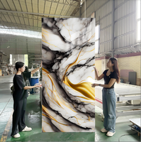 Panneau mural en marbre artificiel PVC brillant, feuille de marbre en PVC flexible, feuille de marbre en plastique UV