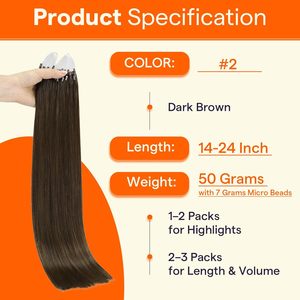 Extensions de cheveux Remy Microlink Kinky Micro Loop 16 pouces 50g Brun foncé Micro perles invisibles - Product Image 4