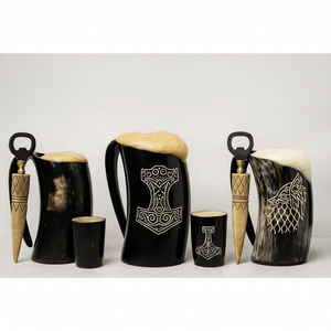 Authentic Eco-Friendly <b>Viking</b> <b>Horn</b> Mug Handmade Buffalo <b>Horn</b> Food Grade Medieval Style Religious Feng Shui Animal Beer Mug - Product Image 1