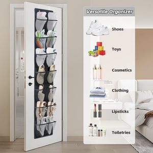 Over The Door <b>Shoe</b> Organizer 14 Mesh Pockets Hanging Rack For Closet <b>Storage</b> Black1 Pack - Product Image 5