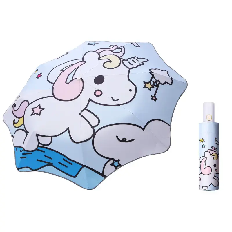 Guarda-chuva infantil 21\"*8k com costas em Sl, tecido colorido à prova d'água e painéis Pongee, logotipo personalizável de poliéster 6K para meninos e meninas
