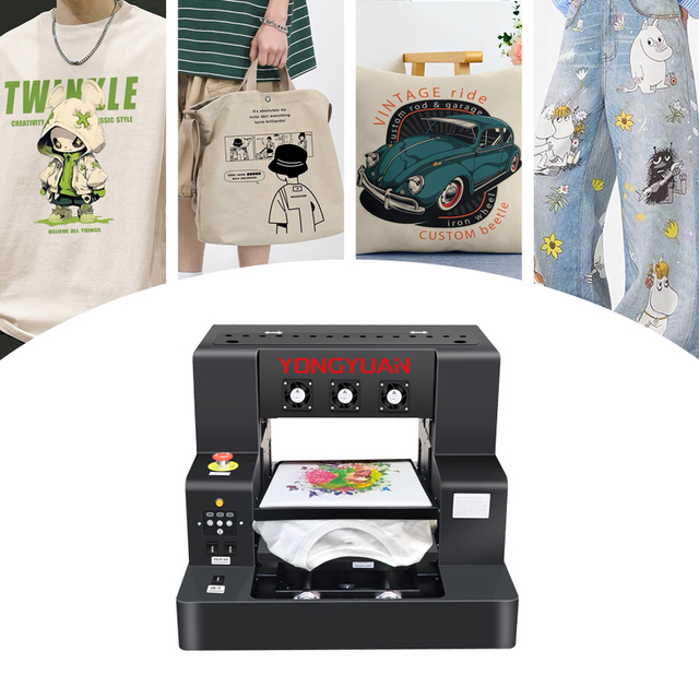 YONGYUAN Dtg Machine T5 Semi-Automatic Inkjet Printer for Direct Garment T-Shirt Printing CMYKRGBLK+W 9-Color Industrial Factory