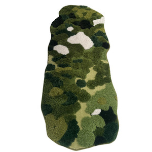 Alfombra de Material Flocado Verde Musgo Irregular para Sala de Estar, Alfombra para Mesa de Centro, Alfombra de Dormitorio, Alfombra de Felpa Gruesa para el Lado de la Cama - Product Image 5