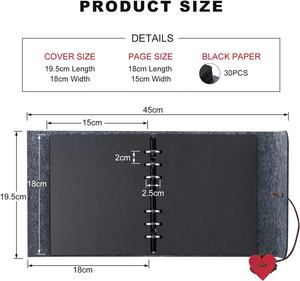 Album di Album di Album di foto di feltro grigio scuro multifunzionale con raccoglitore ad anelli ricaricabile e pagine nere vuote - Product Image 3