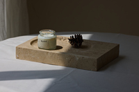 Plateau artisanal en travertin naturel Art Déco - 30x20x4,3 cm Plateau de rangement décoratif pour anniversaire, décoration de la maison/de l'hôtel