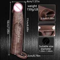 Sextoys masculins réutilisables en silicone, préservatifs pour hommes, manchon de pénis souple noir LM-C-610-3