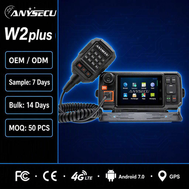 For W2plus Android Walkie Talkie Base Station 4G LTE PTT Zello IPX4 Water Resistant Car Two Way Radio