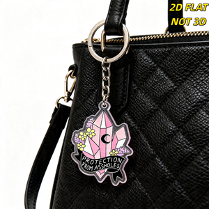 Llavero de Acrílico Cristalino con Diseño de Luna Floral Rosa, Protección Contra los Cacos, Adorno para Llaves, Bolsos y Mochilas - Product Image 3