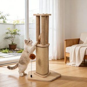 Grande Albero <span class=keywords><strong>per</strong></span> <span class=keywords><strong>Gatti</strong></span> in Legno Massello, <span class=keywords><strong>Tiragraffi</strong></span> Verticale, Tavola Rotante in Sisal, Giocattolo a <span class=keywords><strong>Colonna</strong></span> <span class=keywords><strong>per</strong></span> <span class=keywords><strong>Gatti</strong></span> - Product Image 2