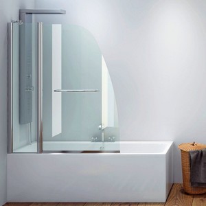 Mampara de baño moderna KV15 Kamalu de 120cm con panel fijo y puerta abatible, cabina de ducha de cristal para baño u hotel - Product Image 1