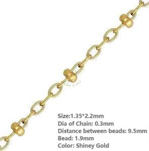 GP US 1.35mm catena di perle satellitari 14K pieno d'oro S925 bobina d'argento con perline gioielli permanenti delicate perline Saturn all'ingrosso - Product Image 2