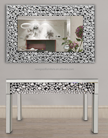 Table console de salon de luxe haut de gamme en diamant écrasé argent miroir au design personnalisé